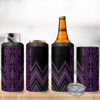 Purple Aotearoa Mangopare Kowhaiwhai and Niho Taniwha 4 in 1 Can Cooler Tumbler Maori New Zealand
