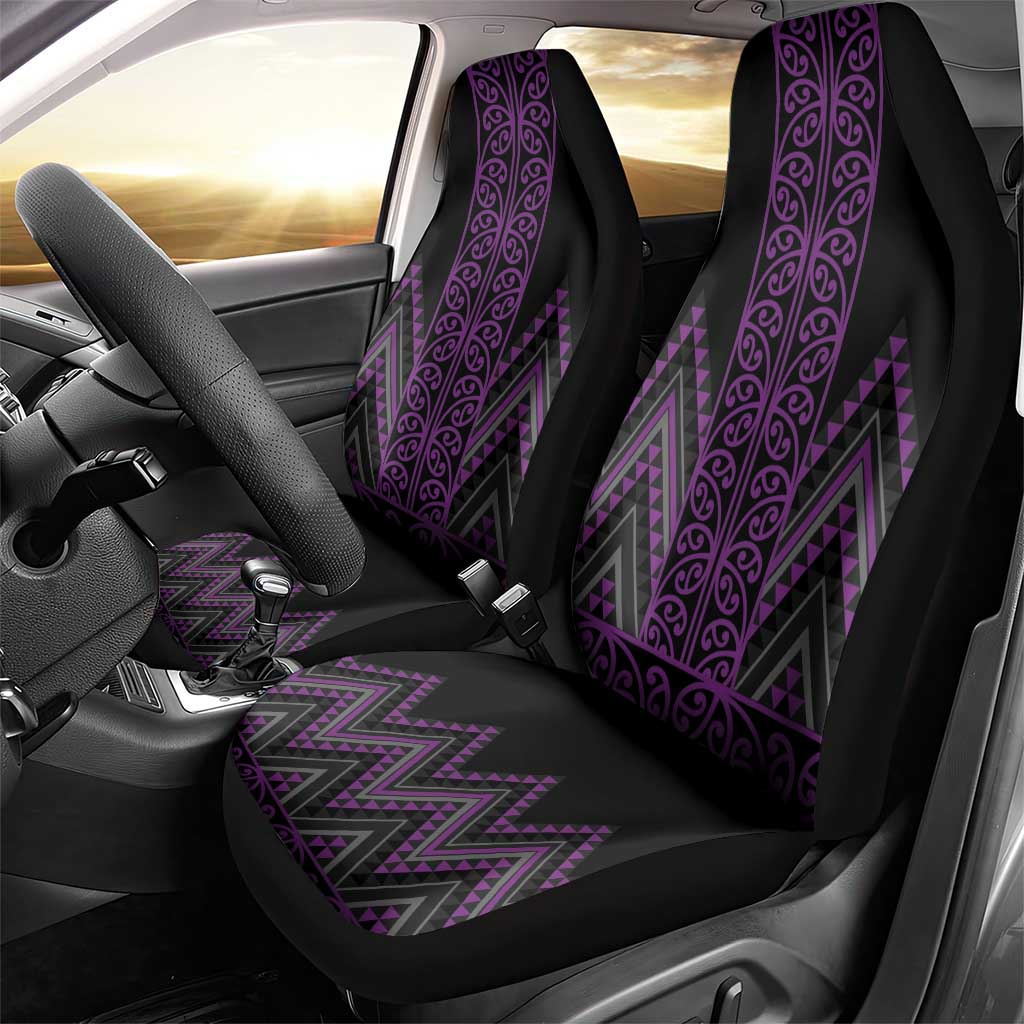 Purple Aotearoa Mangopare Kowhaiwhai and Niho Taniwha Car Seat Cover Maori New Zealand
