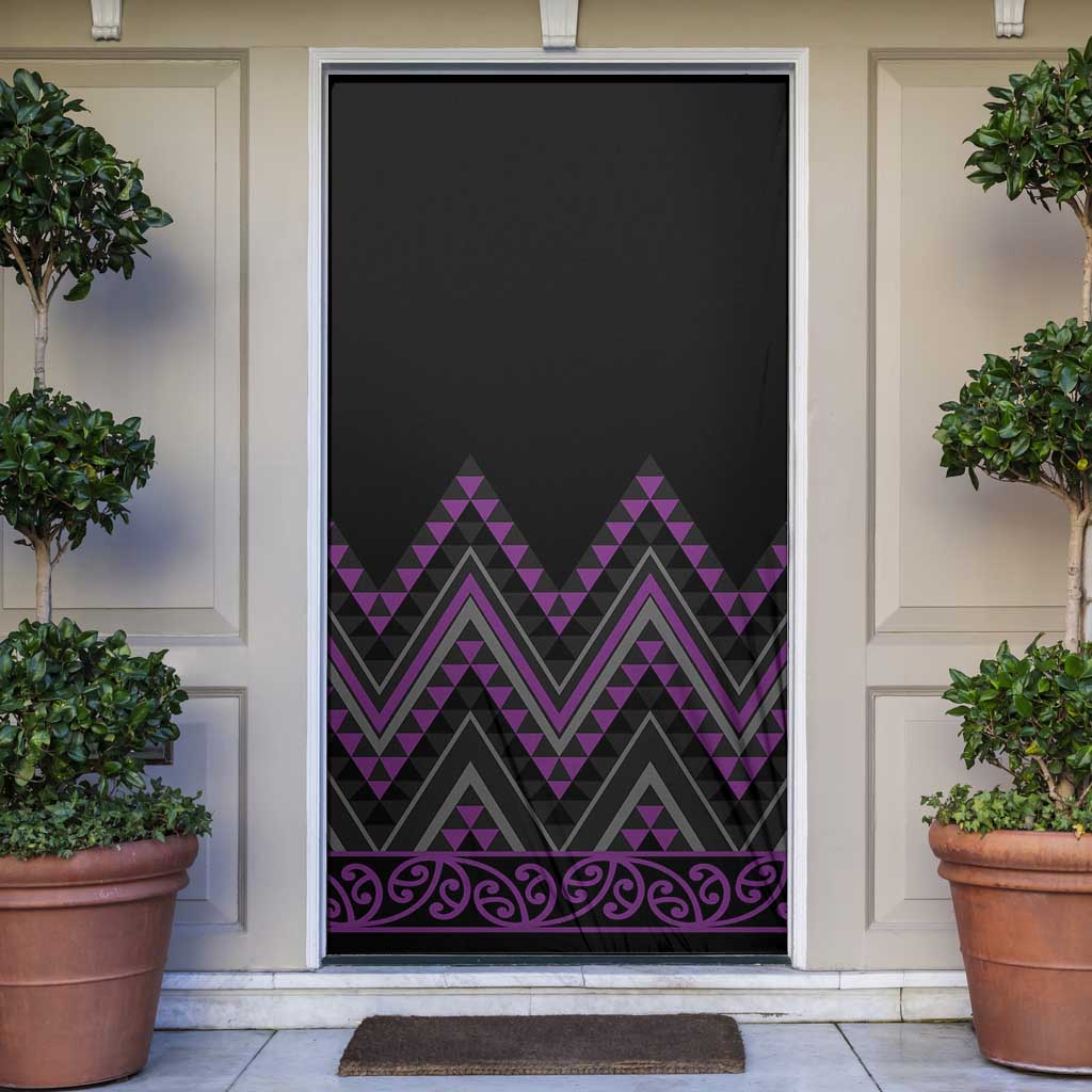 Purple Aotearoa Mangopare Kowhaiwhai Niho Taniwha Door Cover Maori New Zealand - Polynesian Pride