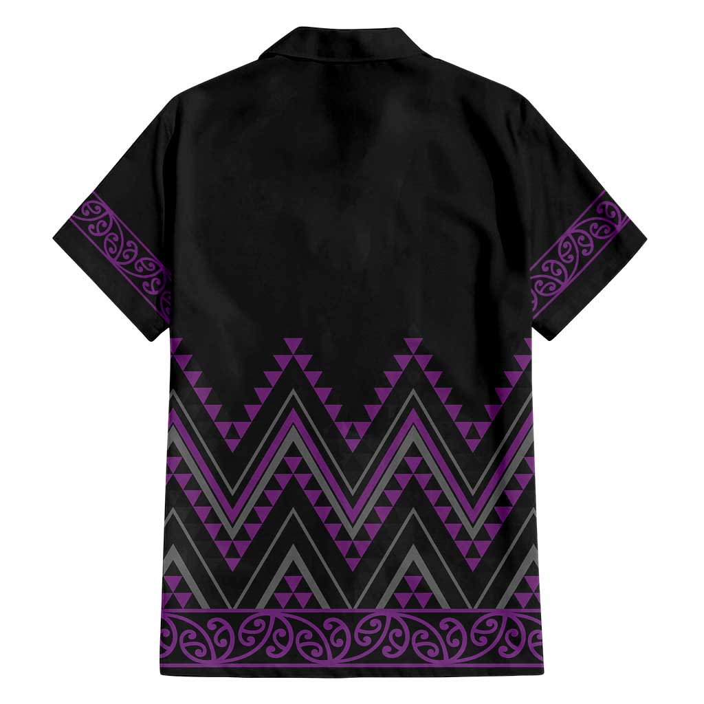 Purple Aotearoa Mangopare Kowhaiwhai and Niho Taniwha Family Matching Long Sleeve Bodycon Dress and Hawaiian Shirt Maori New Zealand