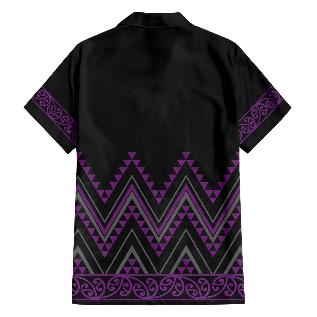 Purple Aotearoa Mangopare Kowhaiwhai and Niho Taniwha Family Matching Off The Shoulder Long Sleeve Dress and Hawaiian Shirt Maori New Zealand