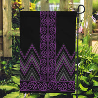 Purple Aotearoa Mangopare Kowhaiwhai and Niho Taniwha Garden Flag Maori New Zealand