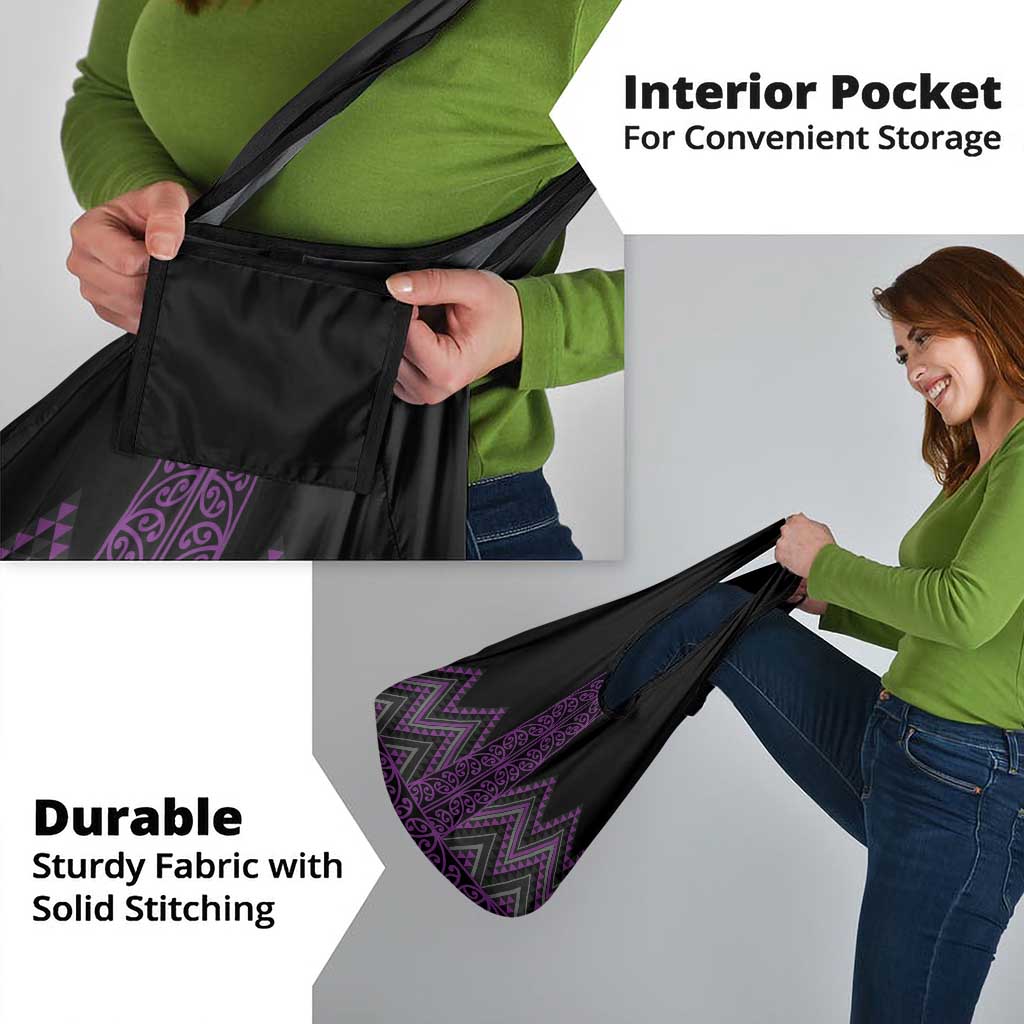 Purple Aotearoa Mangopare Kowhaiwhai and Niho Taniwha Grocery Bag Maori New Zealand