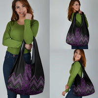 Purple Aotearoa Mangopare Kowhaiwhai and Niho Taniwha Grocery Bag Maori New Zealand