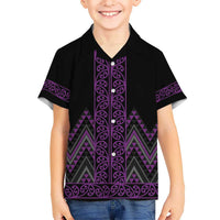 Purple Aotearoa Mangopare Kowhaiwhai and Niho Taniwha Hawaiian Shirt Maori New Zealand