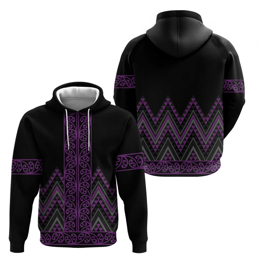 Purple Aotearoa Mangopare Kowhaiwhai and Niho Taniwha Hoodie Maori New Zealand