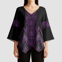Purple Aotearoa Mangopare Kowhaiwhai Niho Taniwha Kimono Sleeve Blouse Maori New Zealand - Polynesian Pride