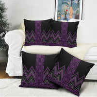 Purple Aotearoa Mangopare Kowhaiwhai Niho Taniwha Pillow Cover Maori New Zealand - Polynesian Pride