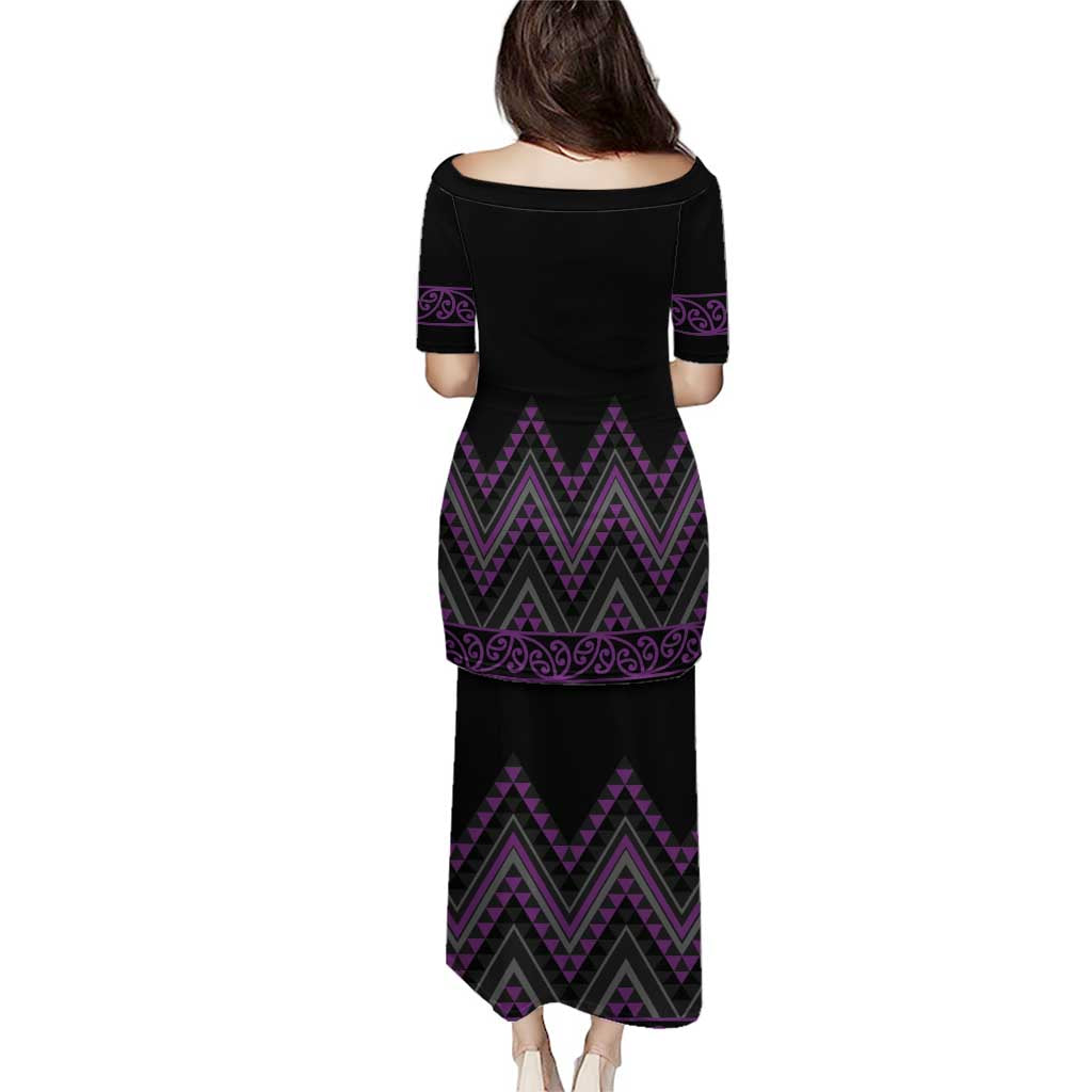 Purple Aotearoa Mangopare Kowhaiwhai and Niho Taniwha Puletasi Maori New Zealand