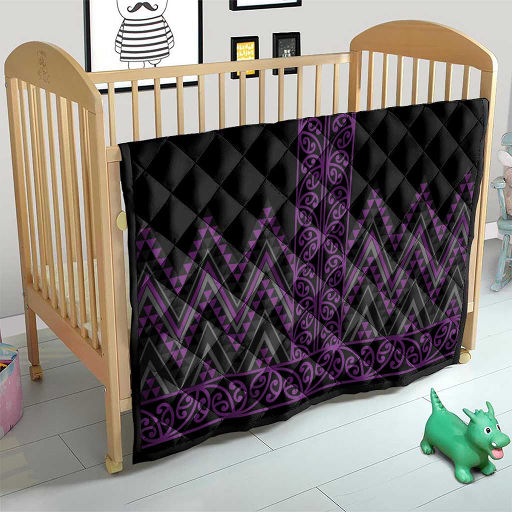 Purple Aotearoa Mangopare Kowhaiwhai and Niho Taniwha Quilt Maori New Zealand