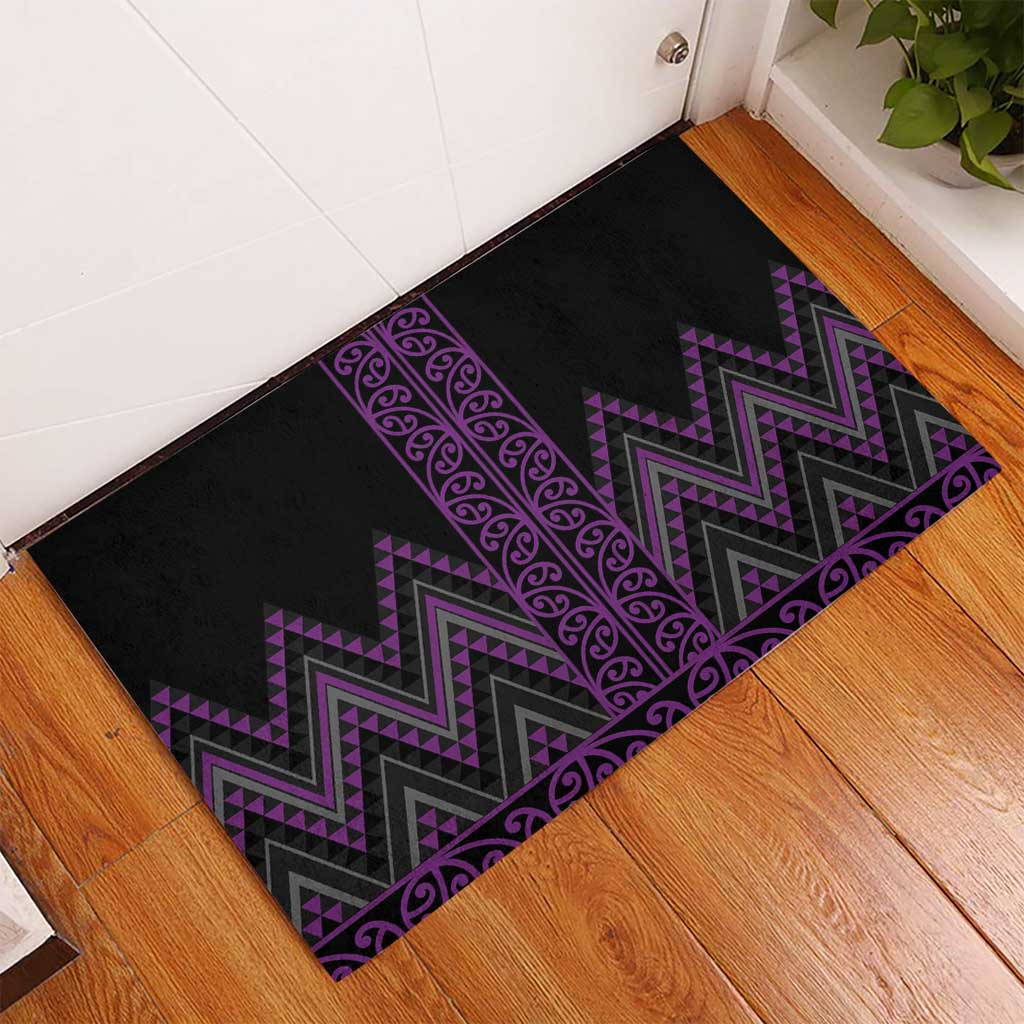 Purple Aotearoa Mangopare Kowhaiwhai and Niho Taniwha Rubber Doormat Maori New Zealand