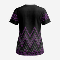 Purple Aotearoa Mangopare Kowhaiwhai and Niho Taniwha Scrub Top Maori New Zealand - Polynesian Pride