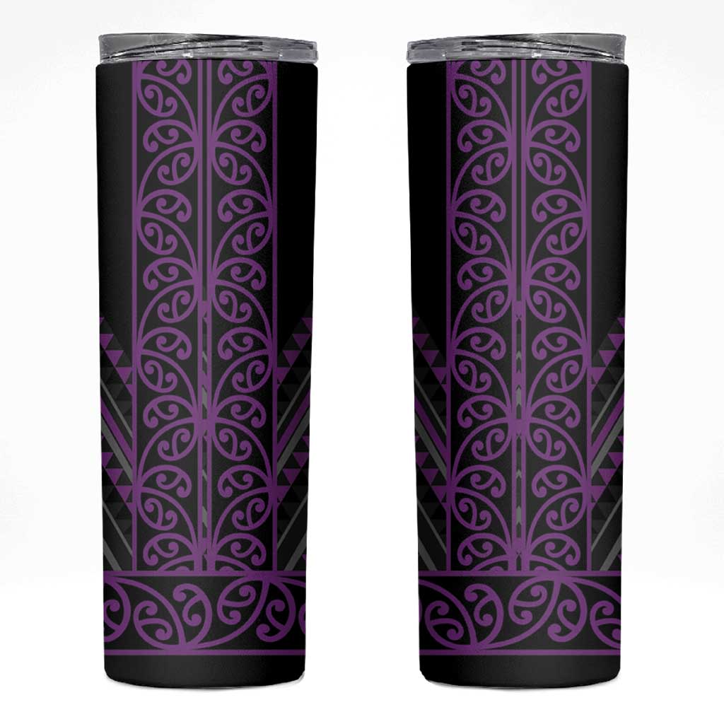 Purple Aotearoa Mangopare Kowhaiwhai and Niho Taniwha Skinny Tumbler Maori New Zealand