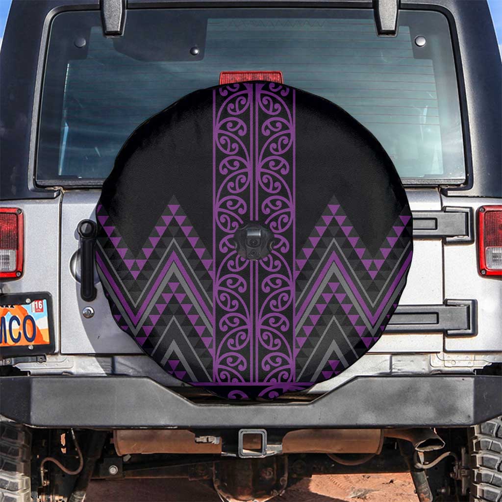 Purple Aotearoa Mangopare Kowhaiwhai and Niho Taniwha Spare Tire Cover Maori New Zealand