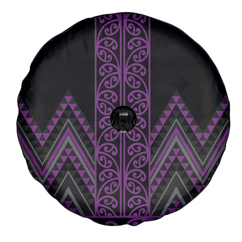 Purple Aotearoa Mangopare Kowhaiwhai and Niho Taniwha Spare Tire Cover Maori New Zealand