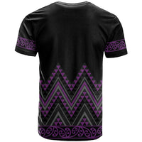 Purple Aotearoa Mangopare Kowhaiwhai and Niho Taniwha T Shirt Maori New Zealand