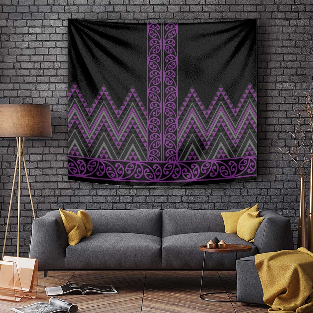 Purple Aotearoa Mangopare Kowhaiwhai and Niho Taniwha Tapestry Maori New Zealand