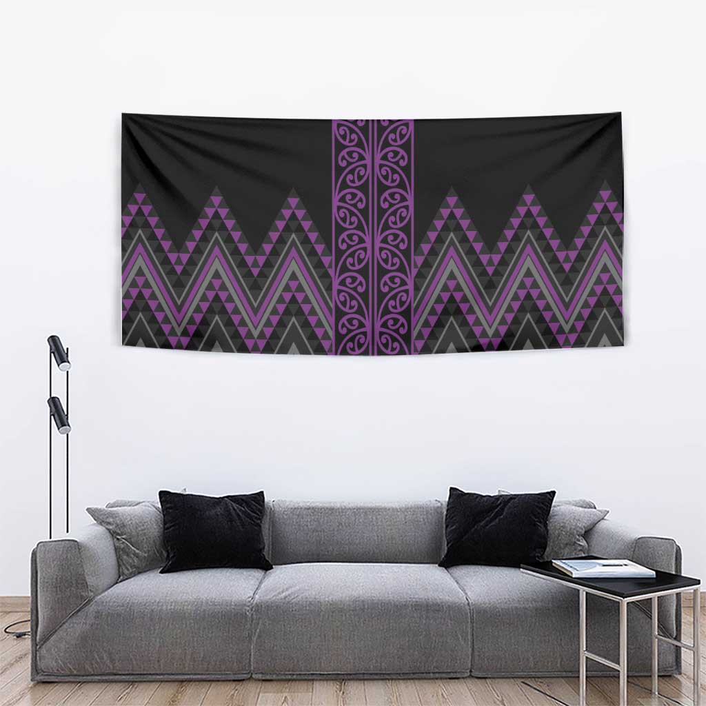 Purple Aotearoa Mangopare Kowhaiwhai and Niho Taniwha Tapestry Maori New Zealand