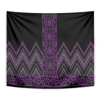 Purple Aotearoa Mangopare Kowhaiwhai and Niho Taniwha Tapestry Maori New Zealand