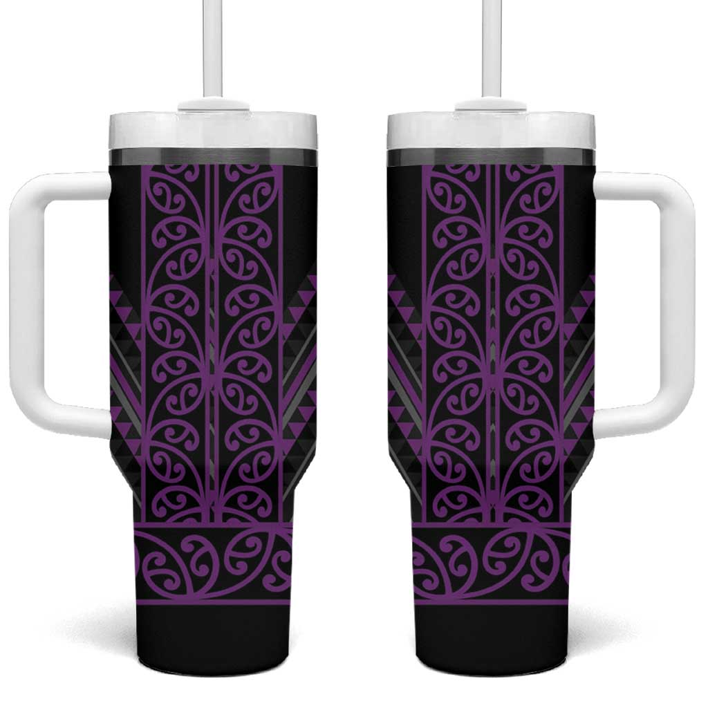 Purple Aotearoa Mangopare Kowhaiwhai and Niho Taniwha Tumbler With Handle Maori New Zealand
