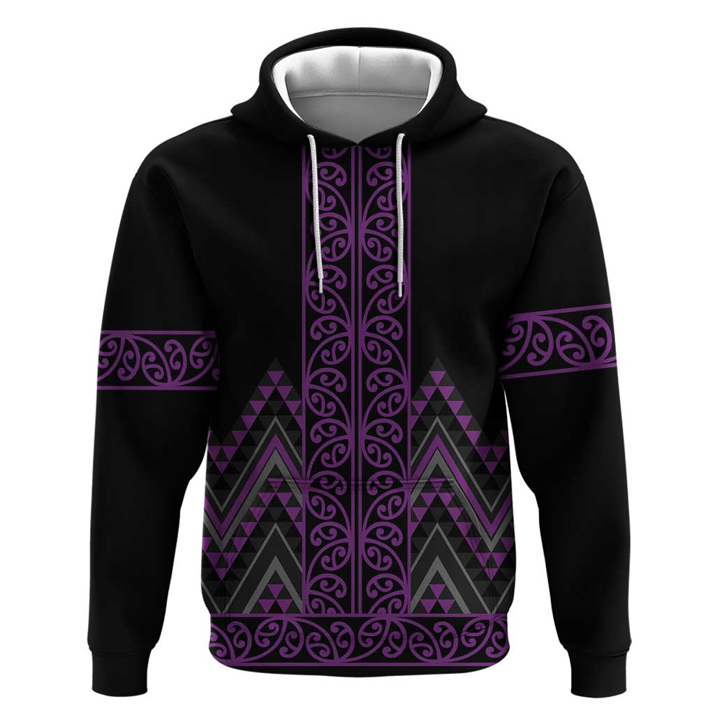 Purple Aotearoa Mangopare Kowhaiwhai and Niho Taniwha Zip Hoodie Maori New Zealand