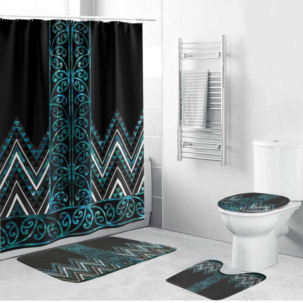 Paua Shell Aotearoa Mangopare Kowhaiwhai Niho Taniwha Bathroom Set Maori New Zealand - Polynesian Pride