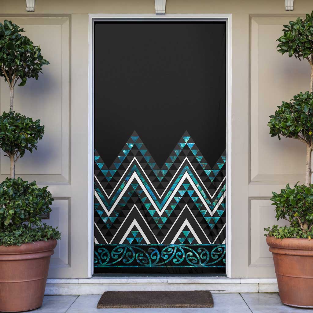 Paua Shell Aotearoa Mangopare Kowhaiwhai Niho Taniwha Door Cover Maori New Zealand - Polynesian Pride