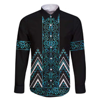 Paua Shell Aotearoa Mangopare Kowhaiwhai and Niho Taniwha Family Matching Long Sleeve Bodycon Dress and Hawaiian Shirt Maori New Zealand