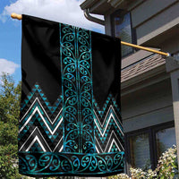 Paua Shell Aotearoa Mangopare Kowhaiwhai and Niho Taniwha Garden Flag Maori New Zealand