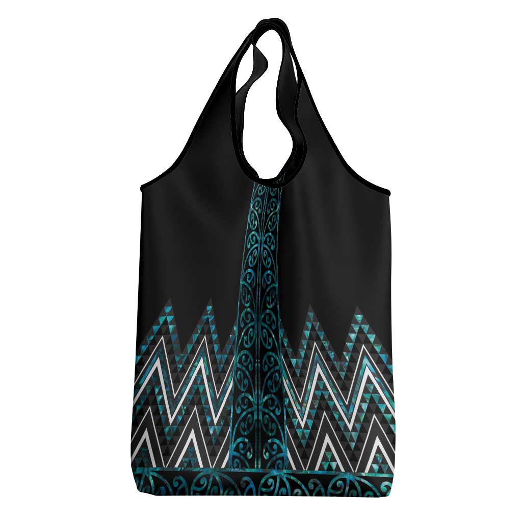 Paua Shell Aotearoa Mangopare Kowhaiwhai and Niho Taniwha Grocery Bag Maori New Zealand