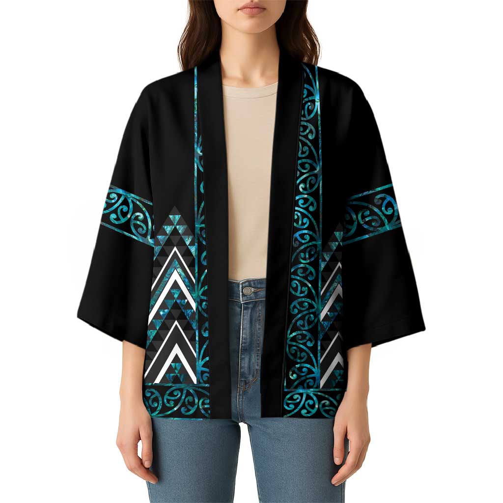 Paua Shell Aotearoa Mangopare Kowhaiwhai Niho Taniwha Kimono Maori New Zealand - Polynesian Pride