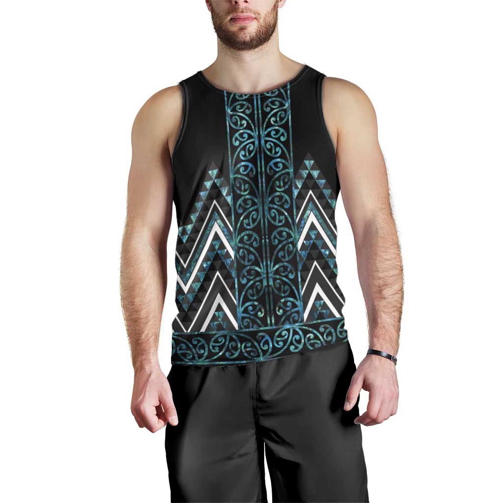 Paua Shell Aotearoa Mangopare Kowhaiwhai and Niho Taniwha Men Tank Top Maori New Zealand