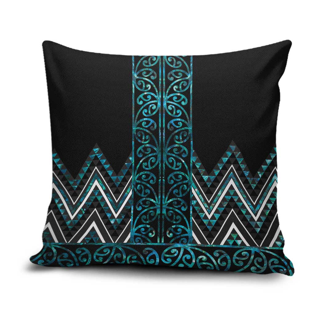 Paua Shell Aotearoa Mangopare Kowhaiwhai Niho Taniwha Pillow Cover Maori New Zealand - Polynesian Pride