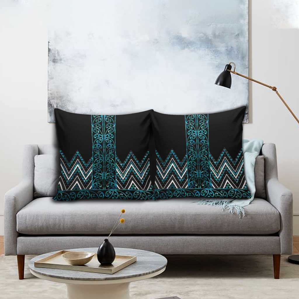 Paua Shell Aotearoa Mangopare Kowhaiwhai Niho Taniwha Pillow Cover Maori New Zealand - Polynesian Pride