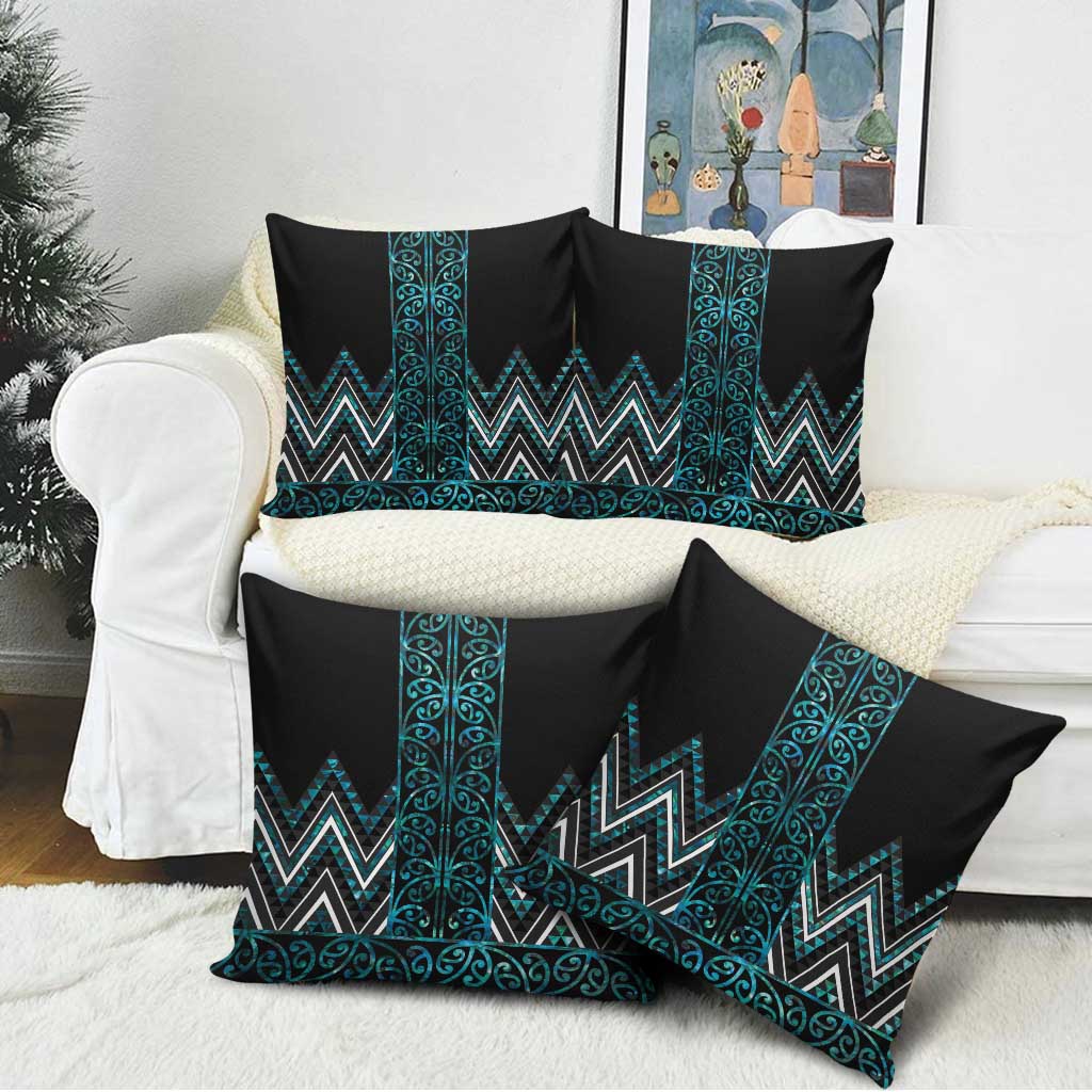 Paua Shell Aotearoa Mangopare Kowhaiwhai Niho Taniwha Pillow Cover Maori New Zealand - Polynesian Pride