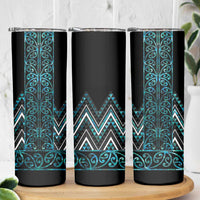 Paua Shell Aotearoa Mangopare Kowhaiwhai and Niho Taniwha Skinny Tumbler Maori New Zealand