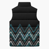 Paua Shell Aotearoa Mangopare Kowhaiwhai Niho Taniwha Sleeveless Puffer Jacket Maori New Zealand - Polynesian Pride