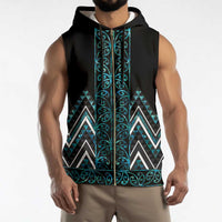 Paua Shell Aotearoa Mangopare Kowhaiwhai Niho Taniwha Sleeveless Zip Hoodie Maori New Zealand - Polynesian Pride