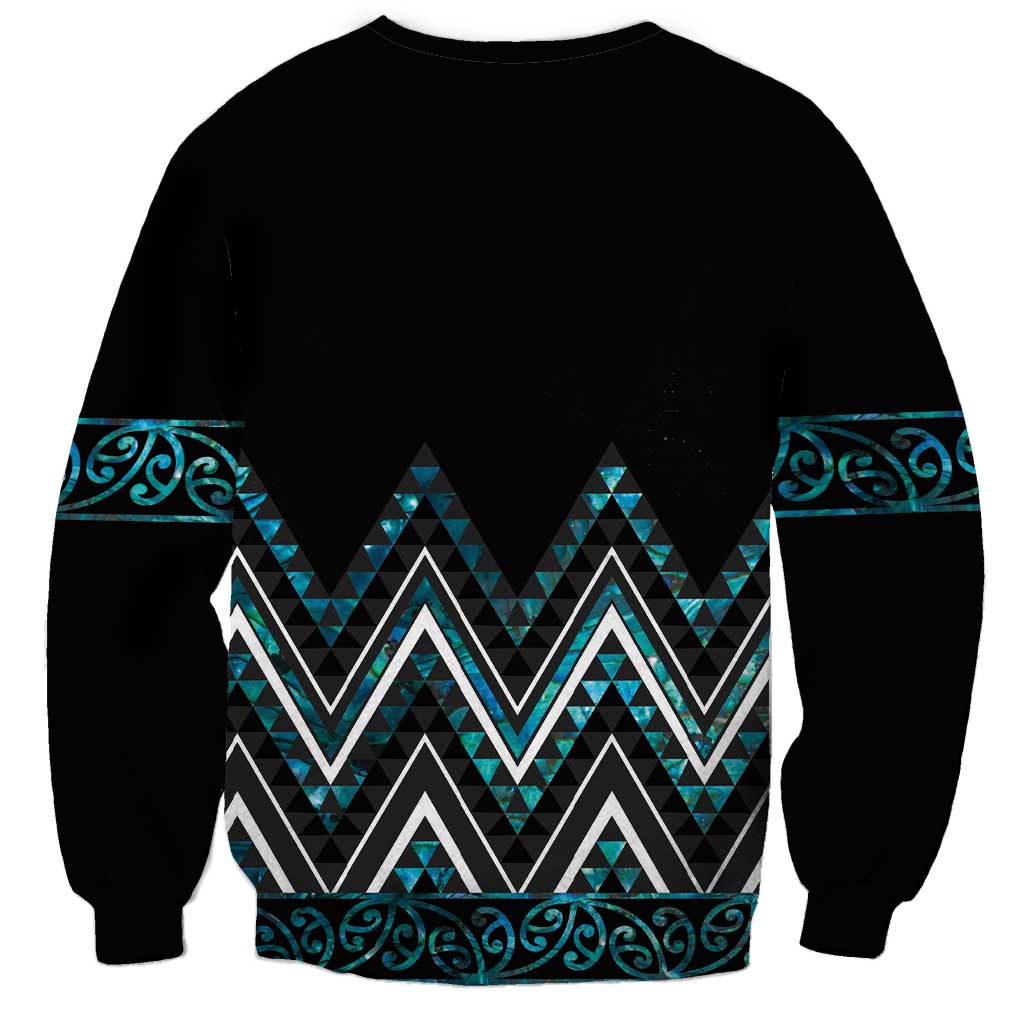 Paua Shell Aotearoa Mangopare Kowhaiwhai and Niho Taniwha Sweatshirt Maori New Zealand