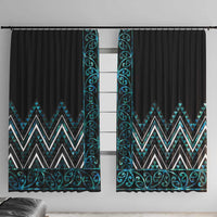 Paua Shell Aotearoa Mangopare Kowhaiwhai and Niho Taniwha Window Curtain Maori New Zealand