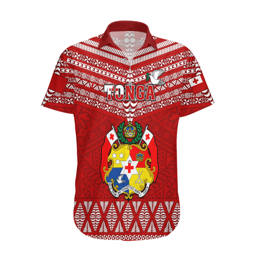Tonga Rugby Hawaiian Shirt 2023 World Cup Tongan Kupesi Ngatu Pattern LT14 Red - Polynesian Pride