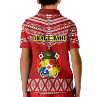 Tonga Rugby Kid Polo Shirt 2023 World Cup Tongan Kupesi Ngatu Pattern LT14 - Polynesian Pride