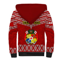 Tonga Rugby Sherpa Hoodie 2023 World Cup Tongan Kupesi Ngatu Pattern LT14 - Polynesian Pride