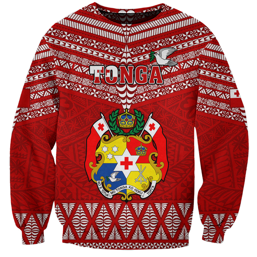 Tonga Rugby Sweatshirt 2023 World Cup Tongan Kupesi Ngatu Pattern LT14 Unisex Red - Polynesian Pride