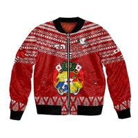 Custom Tonga Rugby Bomber Jacket 2023 World Cup Tongan Kupesi Ngatu Pattern LT14 Unisex Red - Polynesian Pride