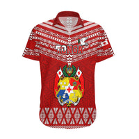 Custom Tonga Rugby Hawaiian Shirt 2023 World Cup Tongan Kupesi Ngatu Pattern LT14 Red - Polynesian Pride