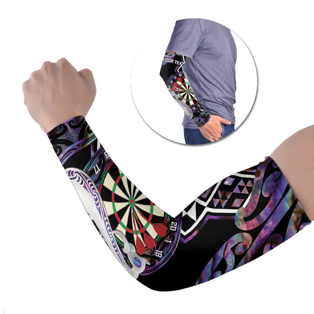 Personalised New Zealand Darts Arm Sleeves Ngutukaka Manaia Taniko Luxury Purple - Polynesian Pride