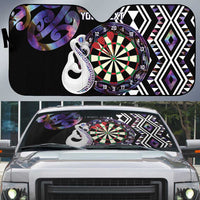 Personalised New Zealand Darts Auto Sun Shade Ngutukaka Manaia Taniko Luxury Purple - Polynesian Pride