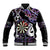 Personalised New Zealand Darts Baseball Jacket Ngutukaka Manaia Taniko Luxury Purple - Polynesian Pride