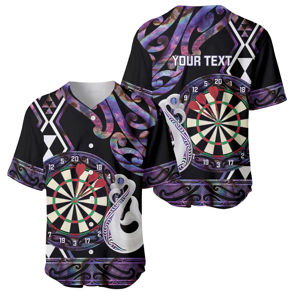 Personalised New Zealand Darts Baseball Jersey Ngutukaka Manaia Taniko Luxury Purple - Polynesian Pride